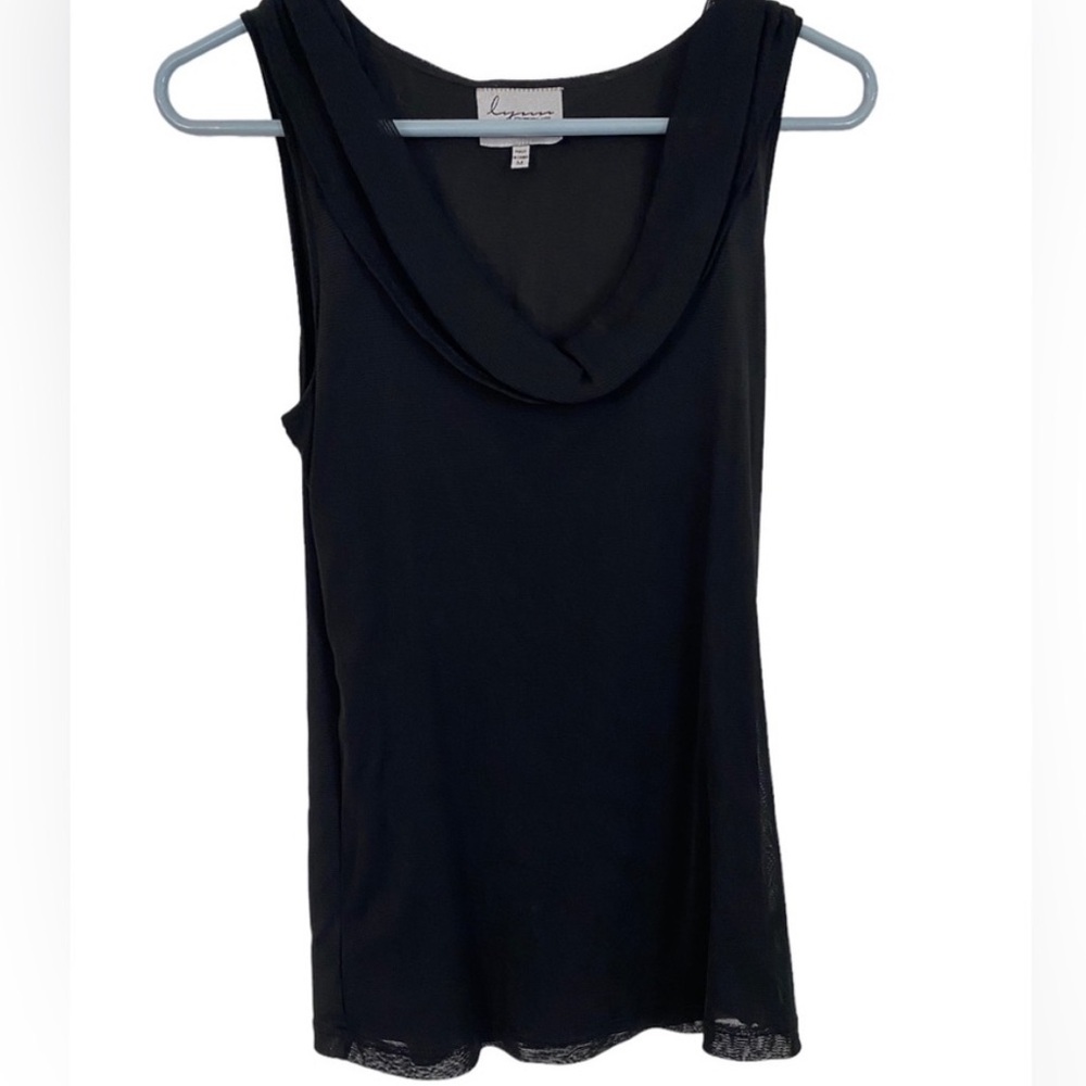 Lynn Ritchie Silver Black Draped Neckline Sleeveless Top